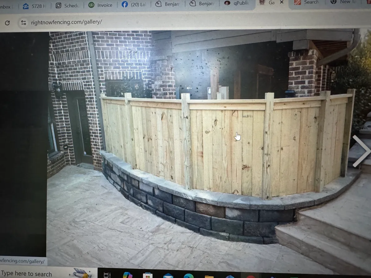 Custom four-foot capped wood privacy fence screening pool equipment in Roswell GA