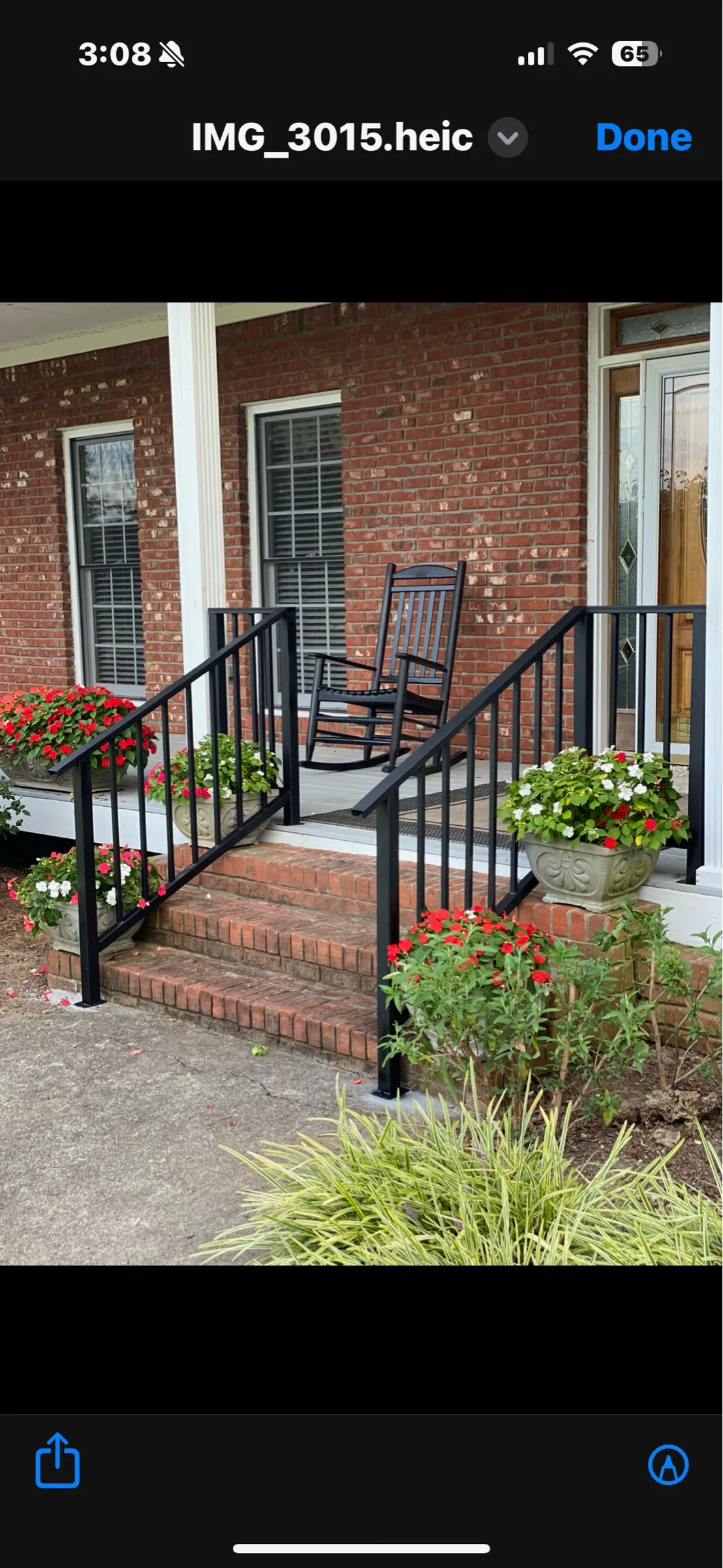 Custom handcrafted architectural wood porch handrail and balusters in Marietta GA